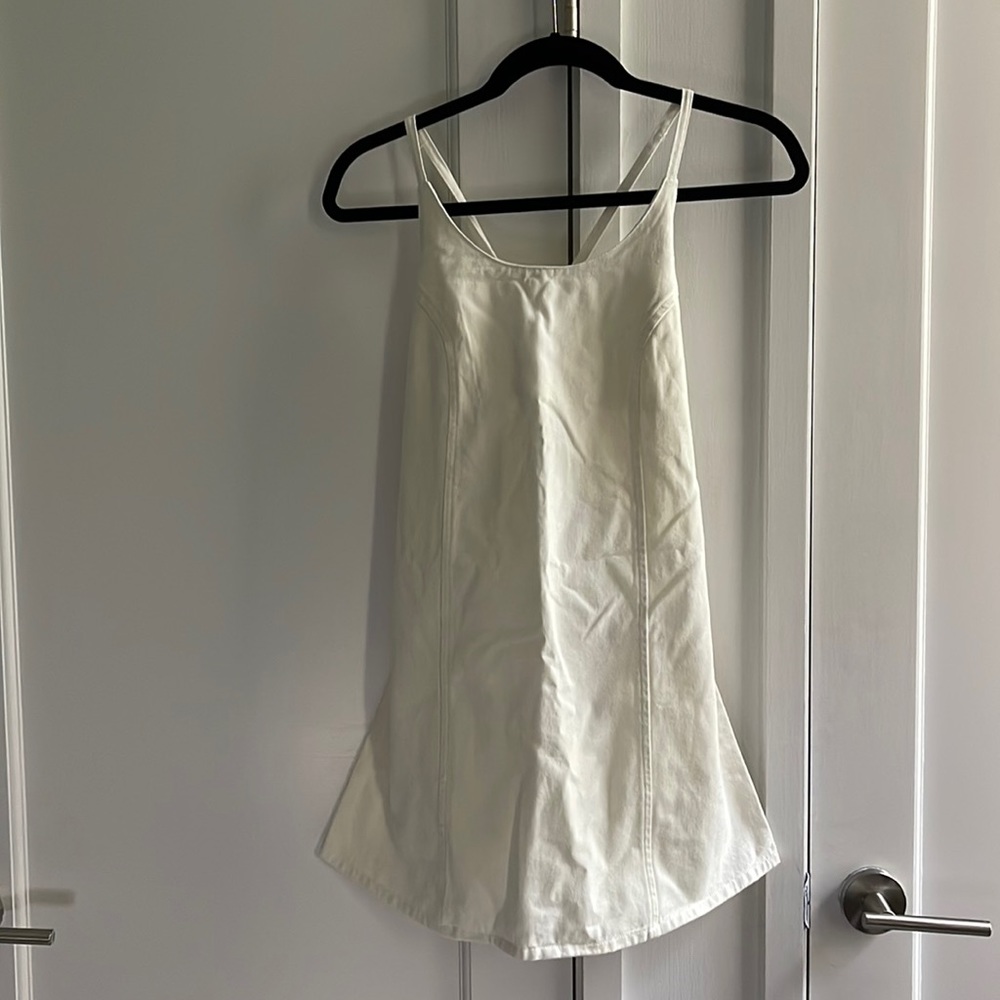 ASOS white denim dress with crossback/tie straps - size 4
